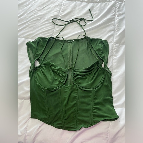 Fashion Nova Green Mesh Crop Top - Picture 2 of 5